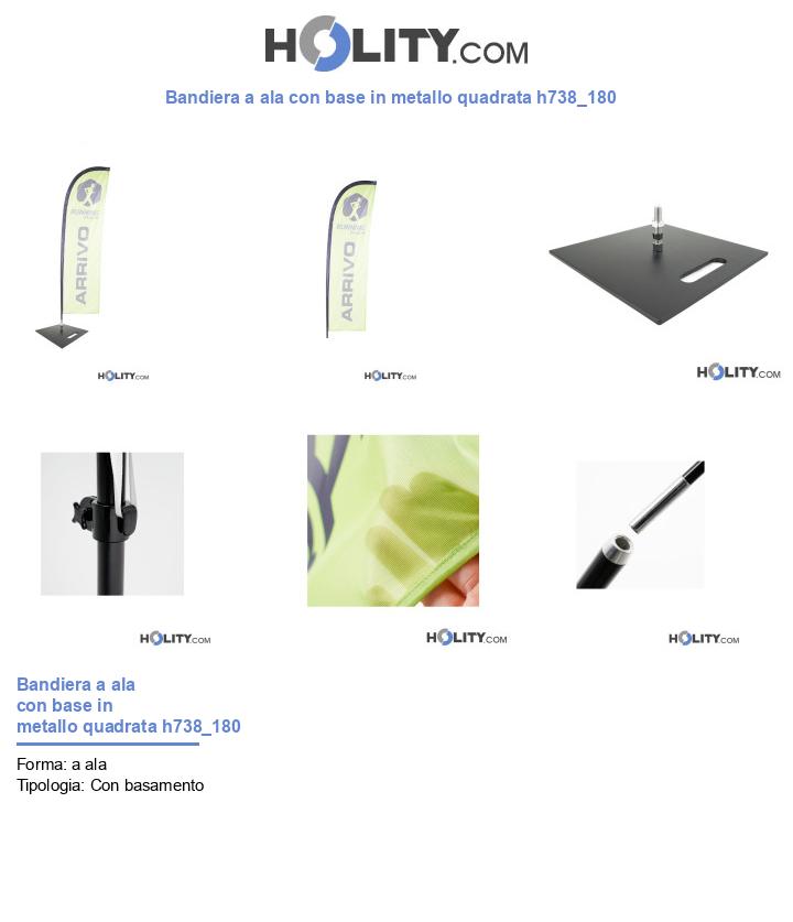 Bandiera a ala con base in metallo quadrata h738_180