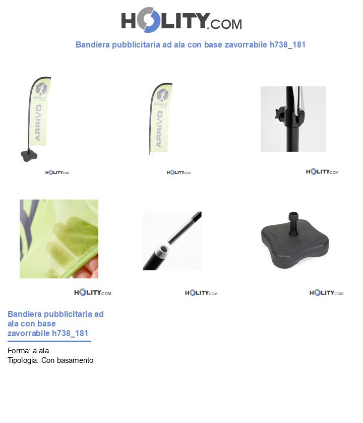 Bandiera pubblicitaria ad ala con base zavorrabile h738_181