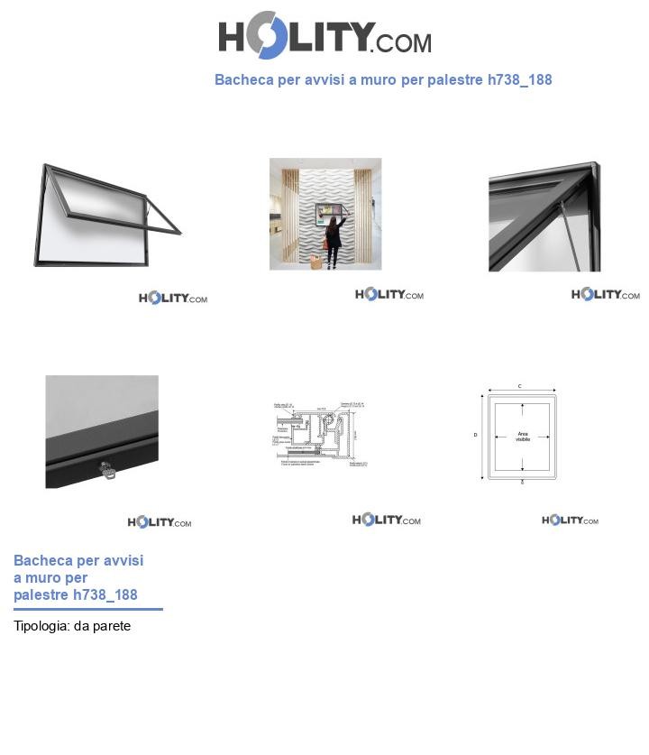 Bacheca per avvisi a muro per palestre h738_188