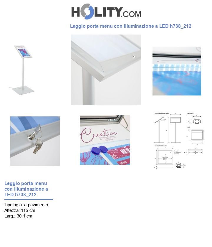 Leggio porta menu con illuminazione a LED h738_212