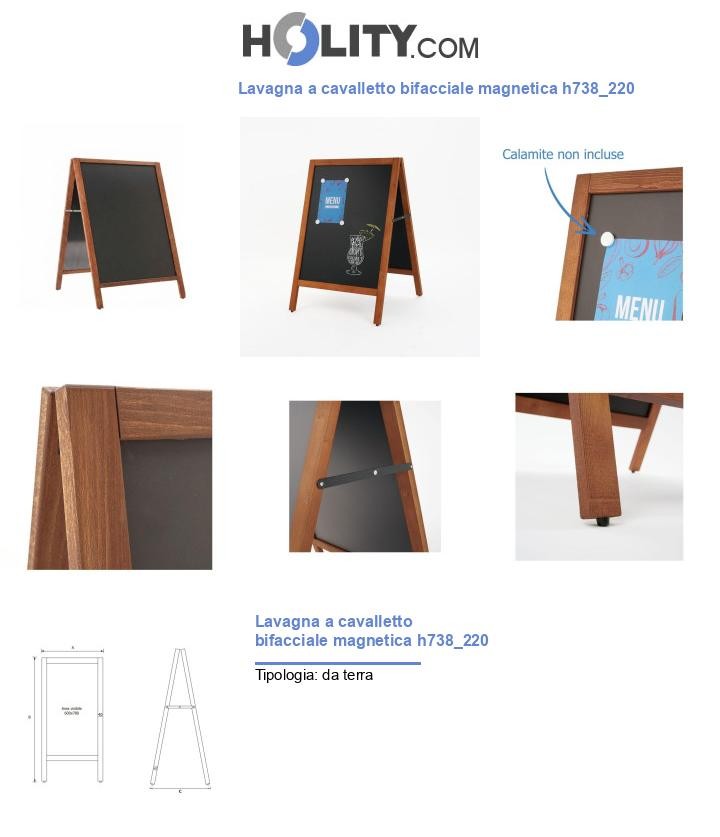 Lavagna a cavalletto bifacciale magnetica h738_220