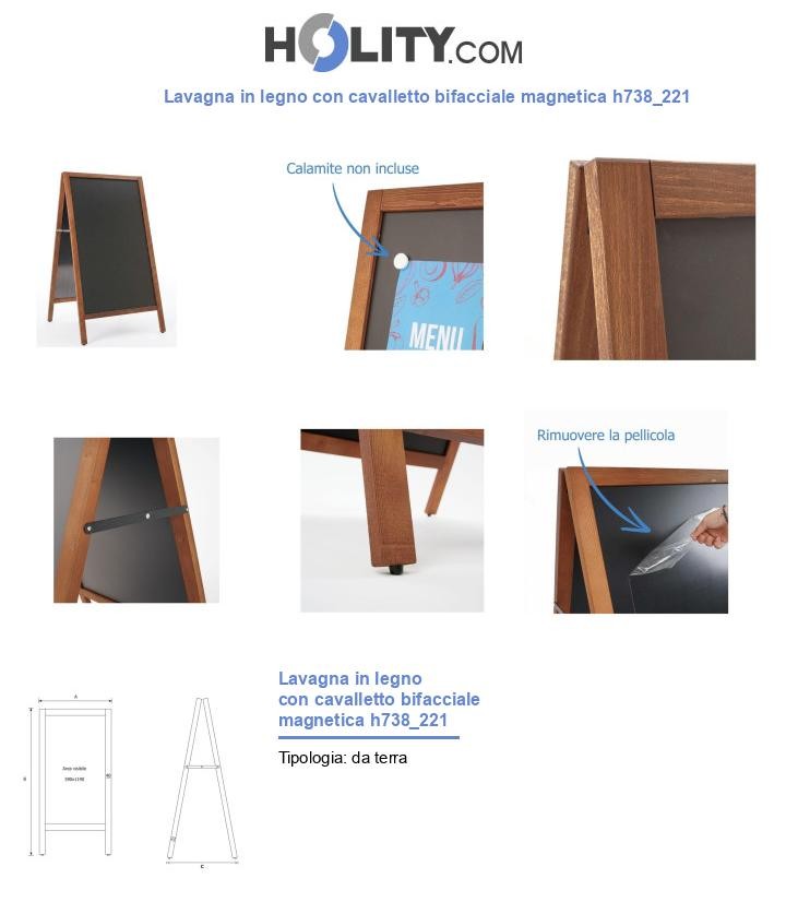 Lavagna in legno con cavalletto bifacciale magnetica h738_221