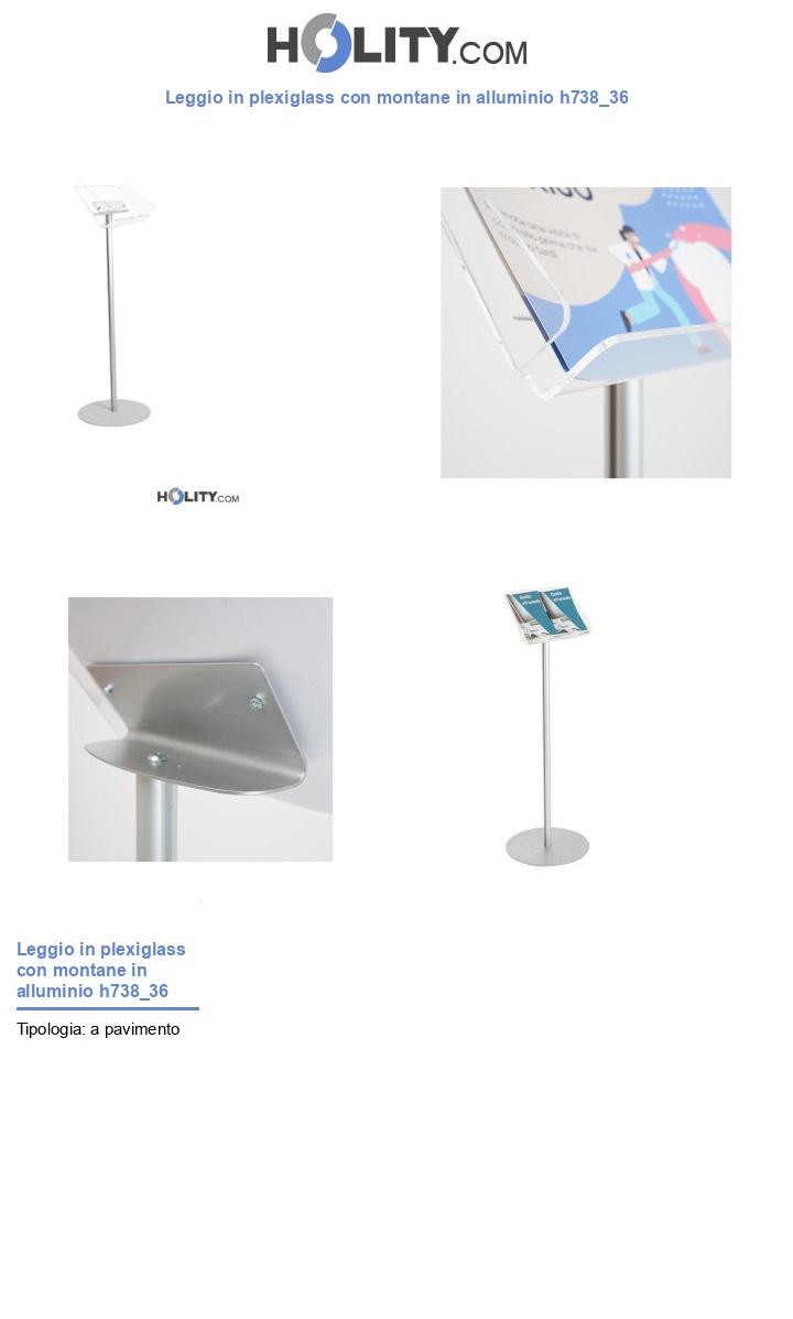 Leggio in plexiglass con montane in alluminio h738_36