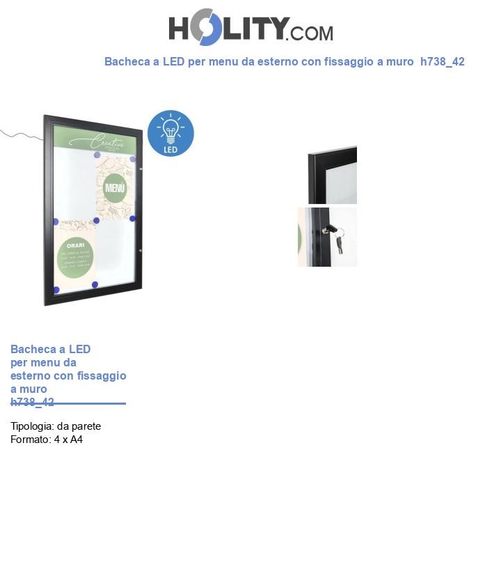 Bacheca a LED per menu da esterno con fissaggio a muro  h738_42