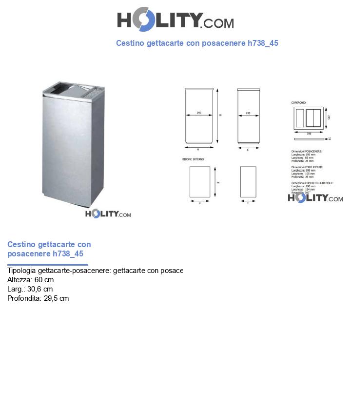 Cestino gettacarte con posacenere h738_45