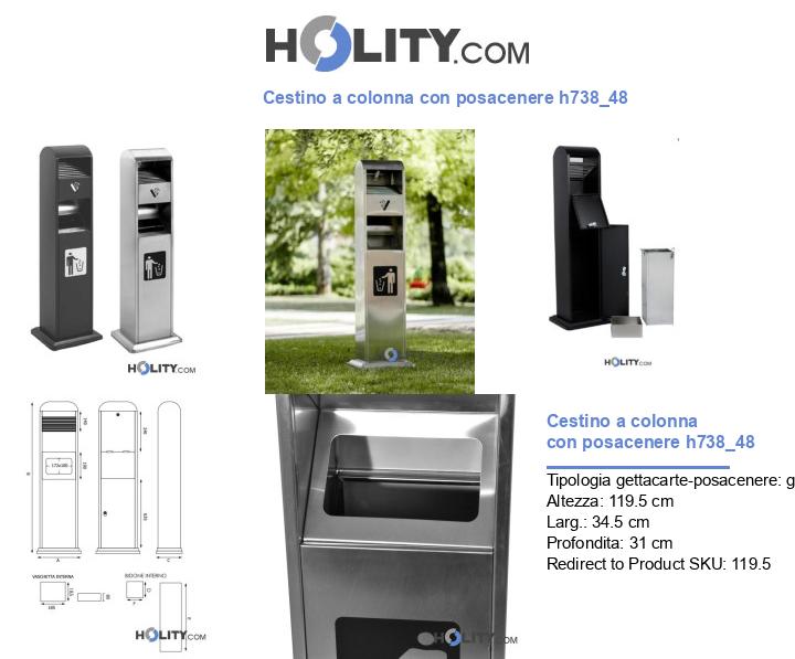 Cestino a colonna con posacenere h738_48