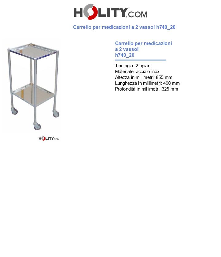 Carrello per medicazioni a 2 vassoi h740_20