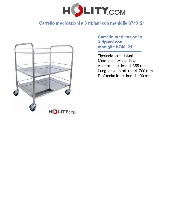 Carrello medicazioni a 3 ripiani con maniglie h740_21