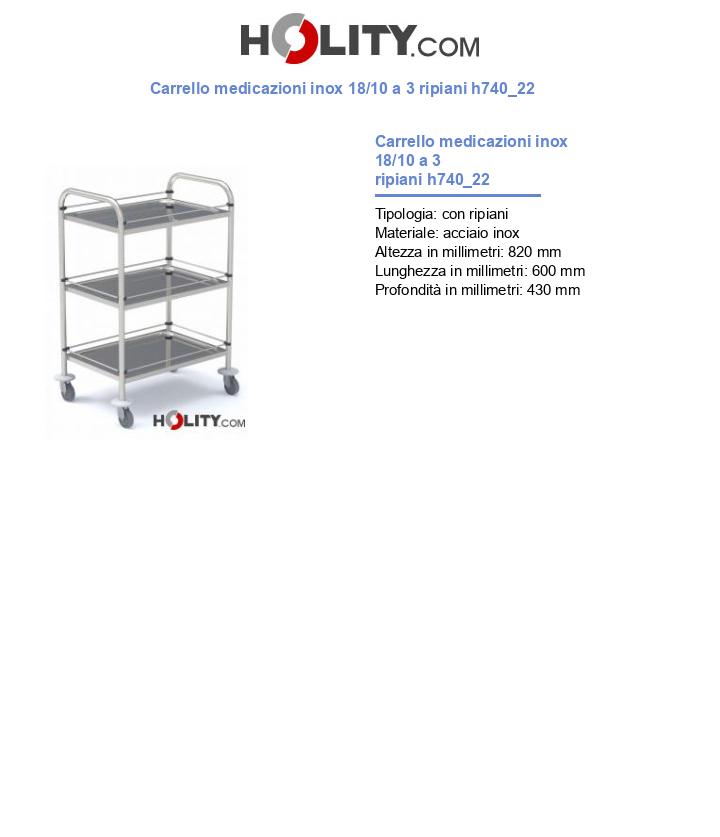 Carrello medicazioni inox 18/10 a 3 ripiani h740_22
