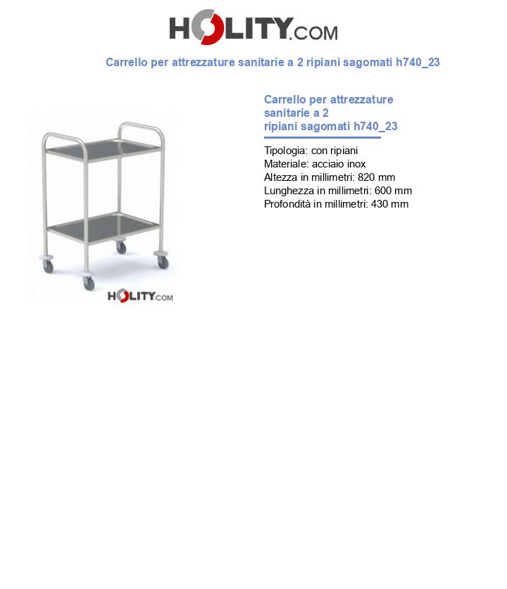 Carrello per attrezzature sanitarie a 2 ripiani sagomati h740_23