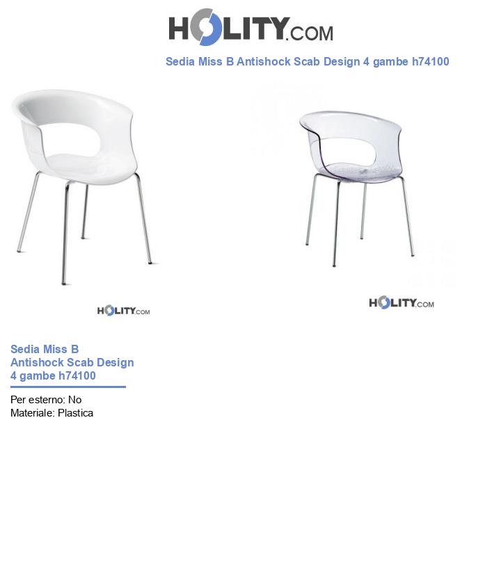 Sedia Miss B Antishock Scab Design 4 gambe h74100