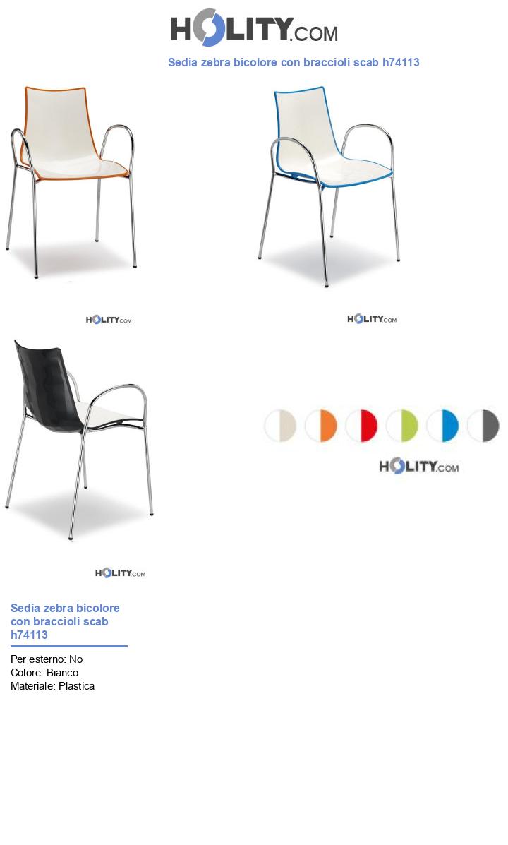 Sedia zebra bicolore con braccioli scab h74113