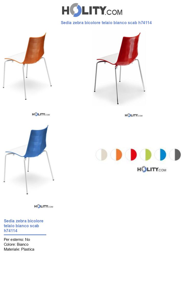 Sedia zebra bicolore telaio bianco scab h74114