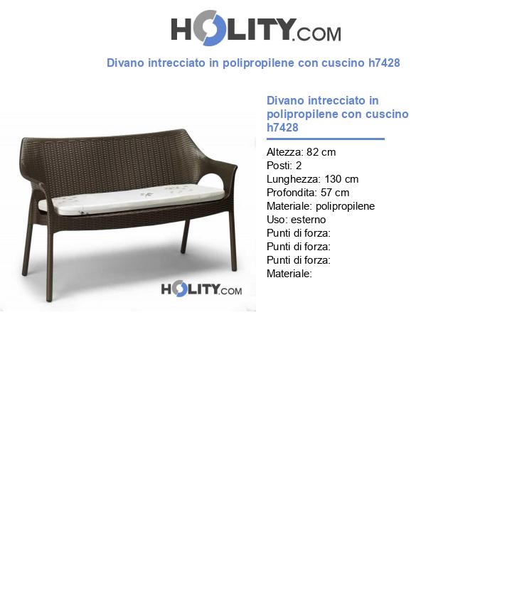 Divano intrecciato in polipropilene con cuscino h7428