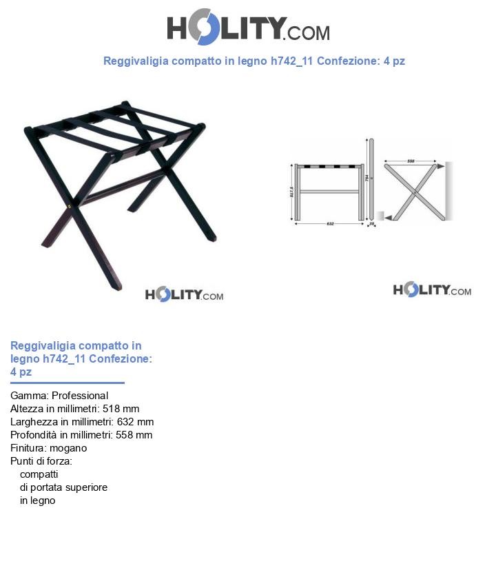 Reggivaligia compatto in legno h742_11 Confezione: 4 pz