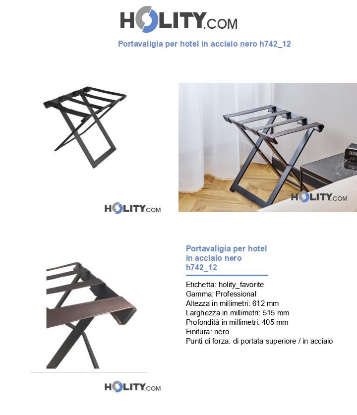 Portavaligia per hotel in acciaio nero h742_12