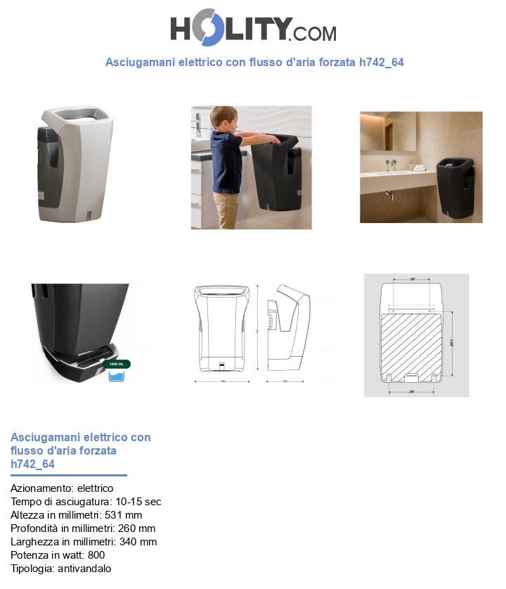 Asciugamani elettrico con flusso d'aria forzata h742_64