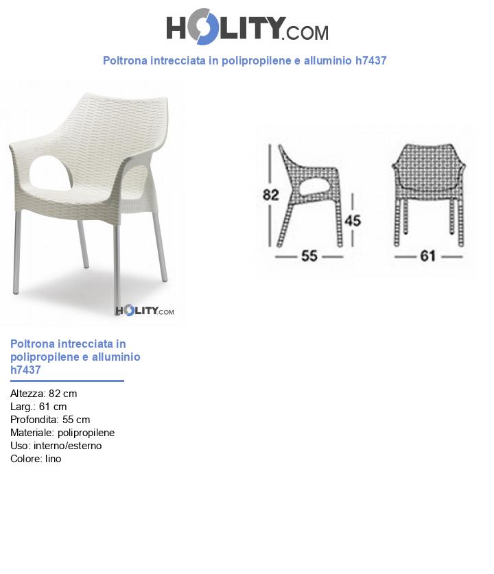 Poltrona intrecciata in polipropilene e alluminio h7437