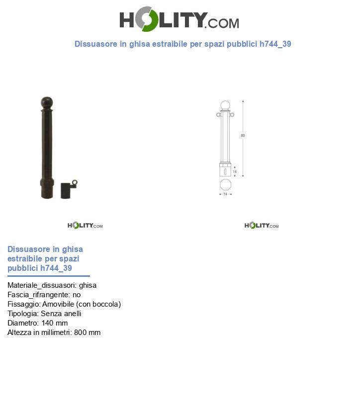 Dissuasore in ghisa estraibile per spazi pubblici h744_39