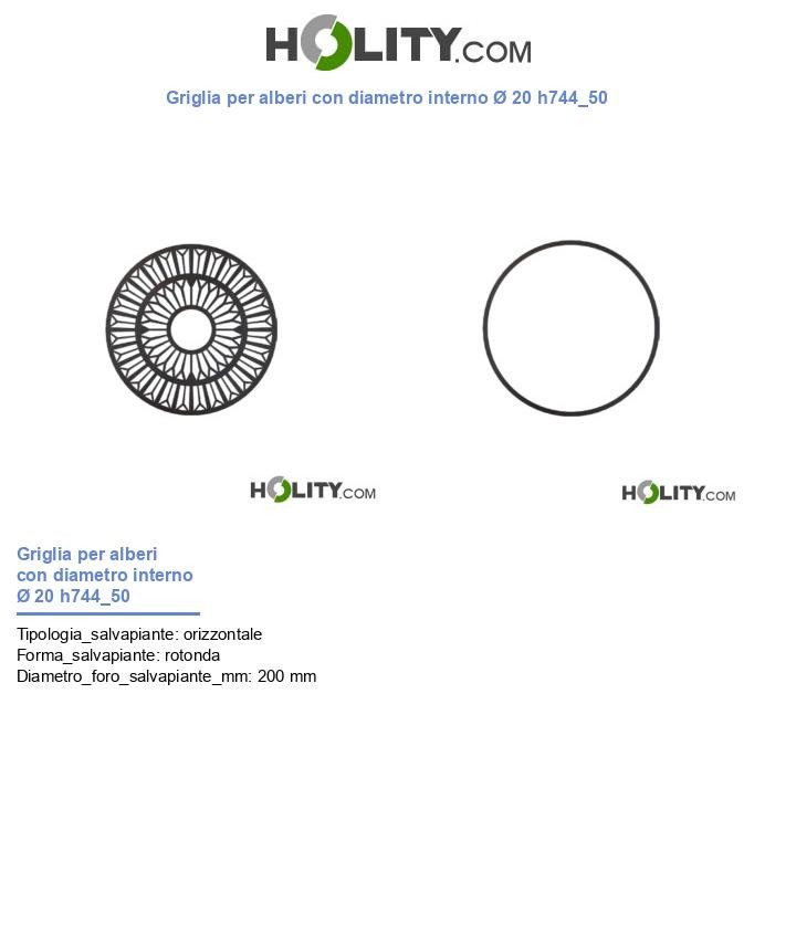Griglia per alberi con diametro interno Ø 20 h744_50
