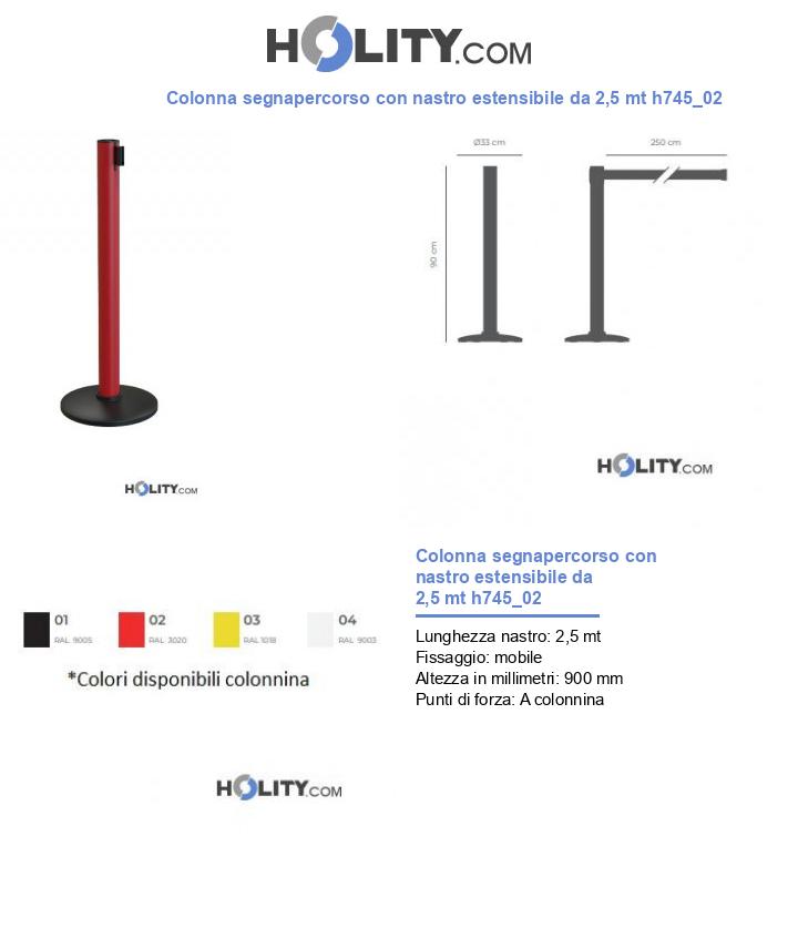 Colonna segnapercorso con nastro estensibile da 2,5 mt h745_02