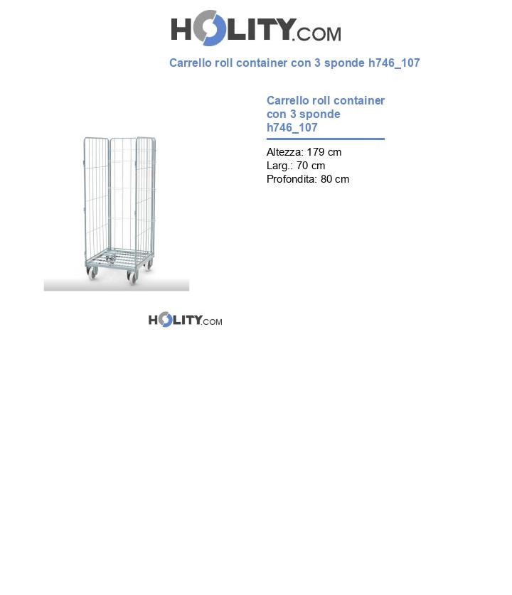 Carrello roll container con 3 sponde h746_107