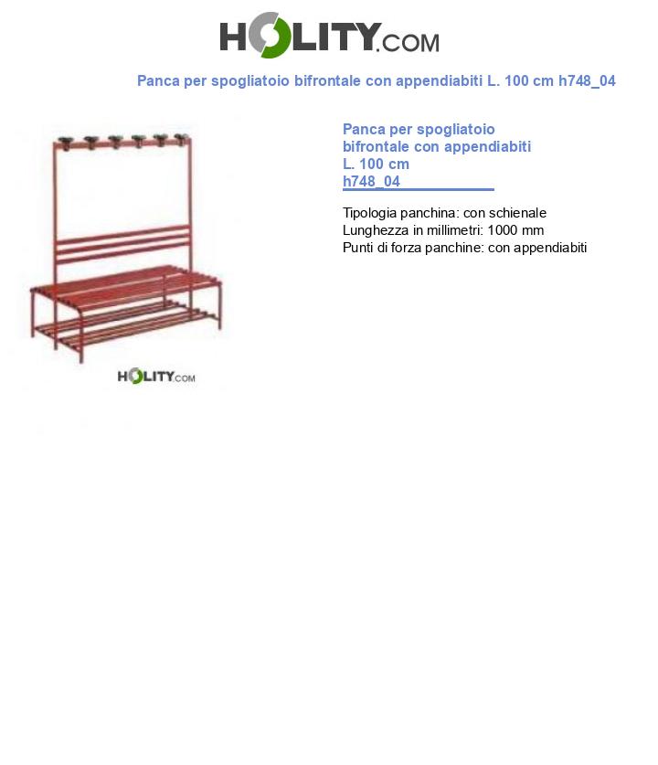 Panca per spogliatoio bifrontale con appendiabiti L. 100 cm h748_04