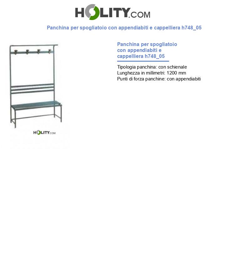 Panchina per spogliatoio con appendiabiti e cappelliera h748_05