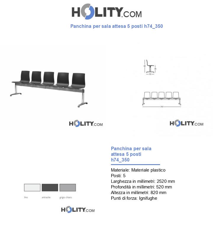 Panchina per sala attesa 5 posti h74_350