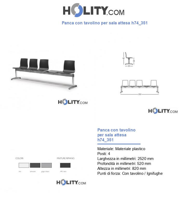 Panca con tavolino per sala attesa h74_351