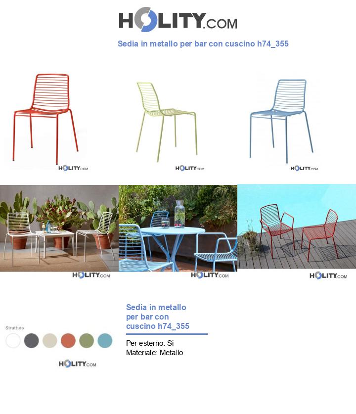 Sedia in metallo per bar con cuscino h74_355