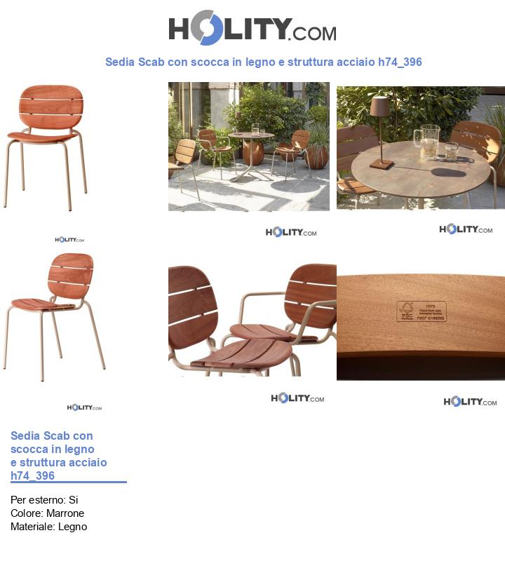 Sedia Scab con scocca in legno e struttura acciaio h74_396