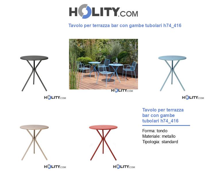 Tavolo per terrazza bar con gambe tubolari h74_416