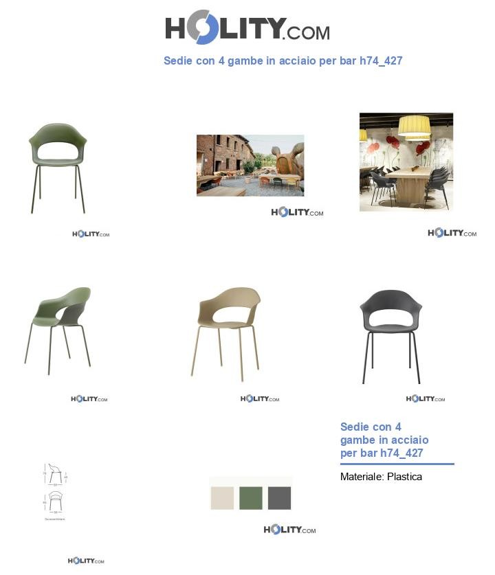 Sedie con 4 gambe in acciaio per bar h74_427