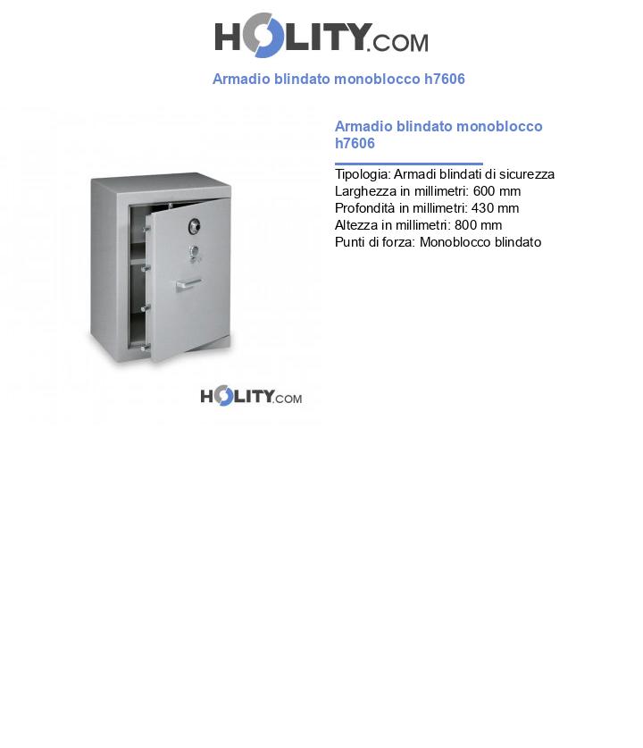 Armadio blindato monoblocco h7606