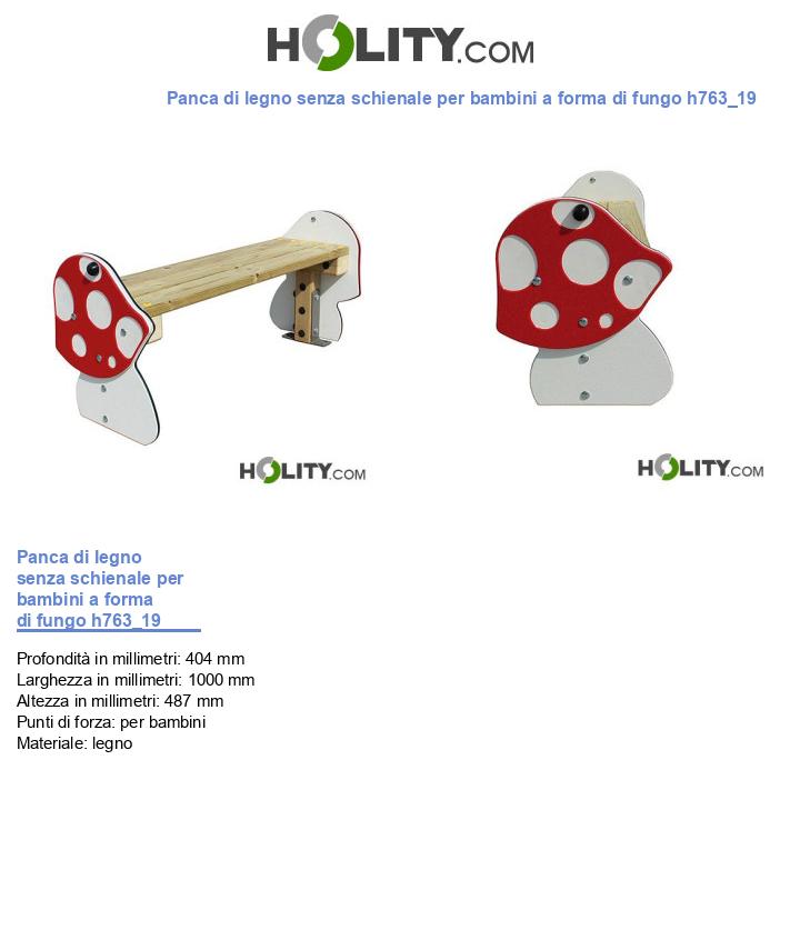 Panca di legno senza schienale per bambini a forma di fungo h763_19