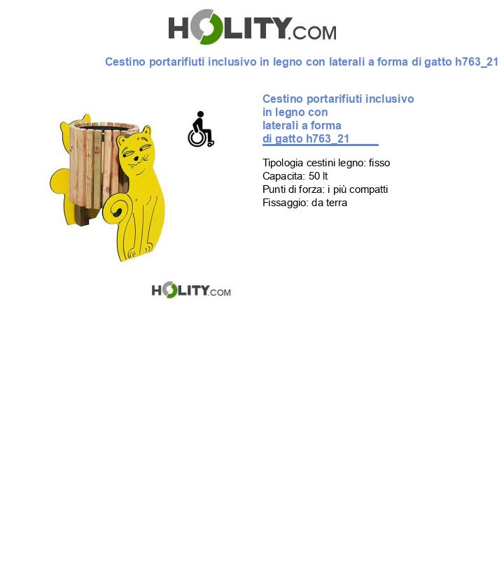 Cestino portarifiuti inclusivo in legno con laterali a forma di gatto h763_21