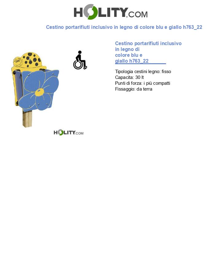 Cestino portarifiuti inclusivo in legno di colore blu e giallo h763_22