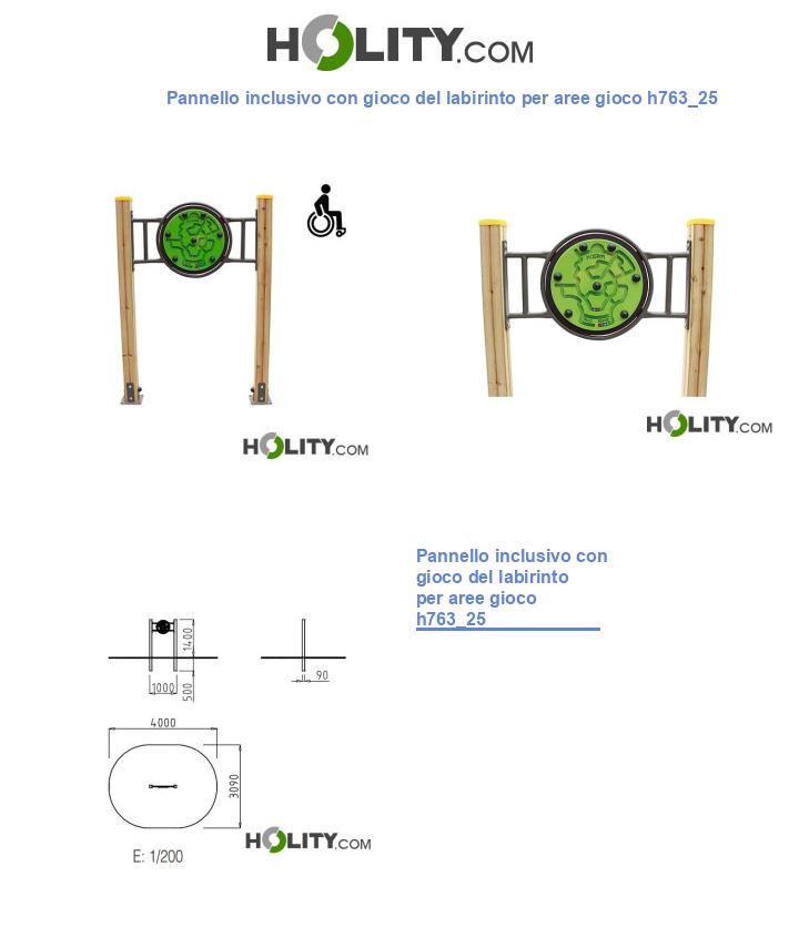 Pannello inclusivo con gioco del labirinto per aree gioco h763_25