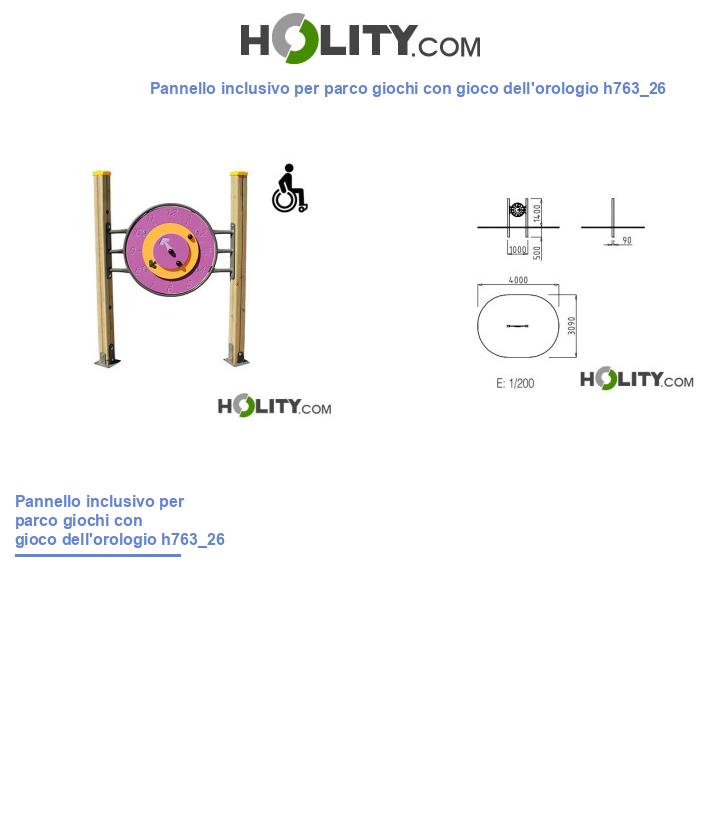 Pannello inclusivo per parco giochi con gioco dell'orologio h763_26