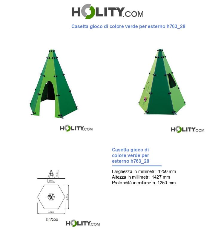 Casetta gioco di colore verde per esterno h763_28