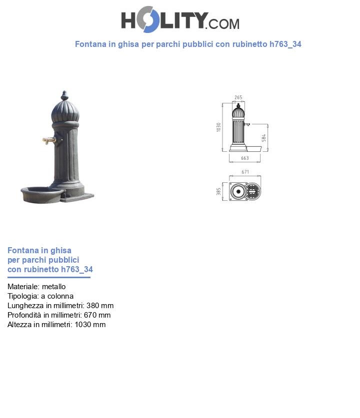 Fontana in ghisa per parchi pubblici con rubinetto h763_34