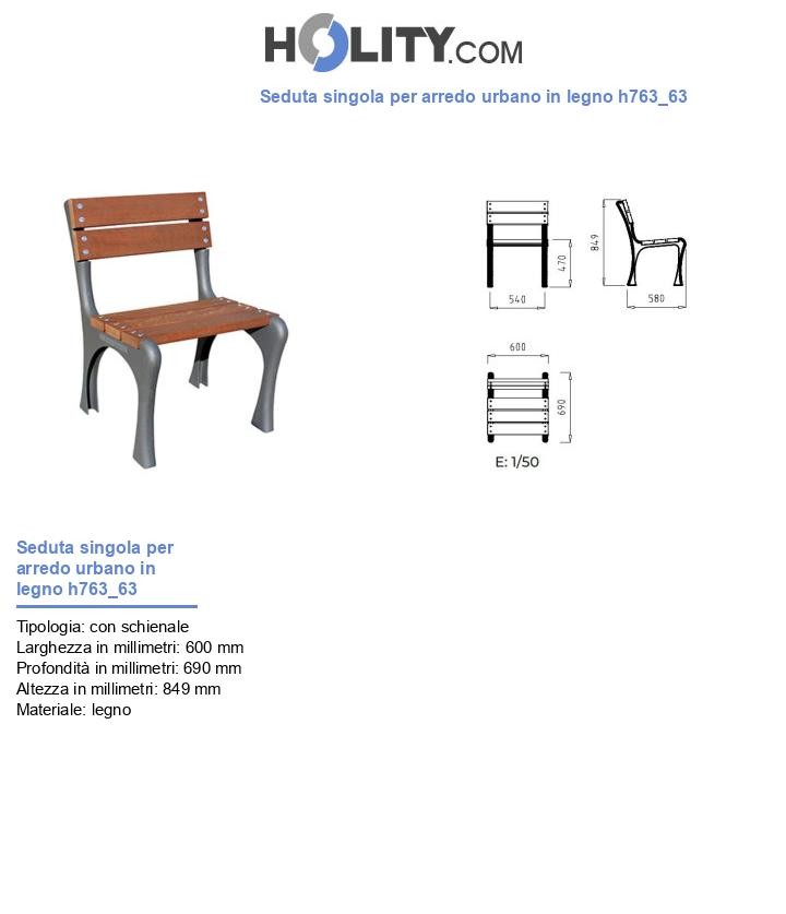 Seduta singola per arredo urbano in legno h763_63