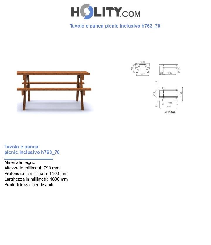 Tavolo e panca picnic inclusivo h763_70