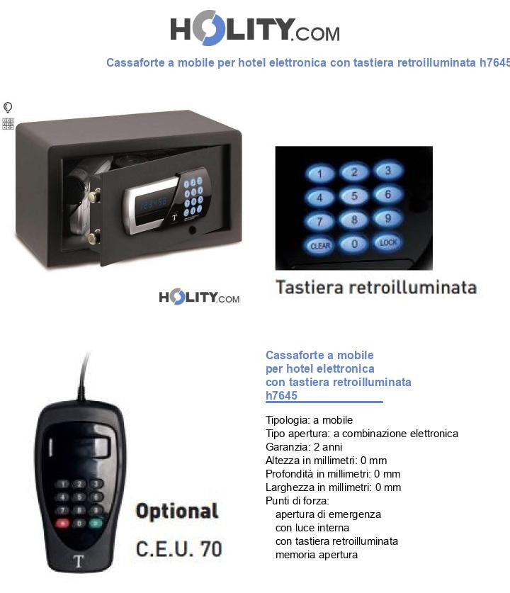 Cassaforte a mobile per hotel elettronica con tastiera retroilluminata h7645