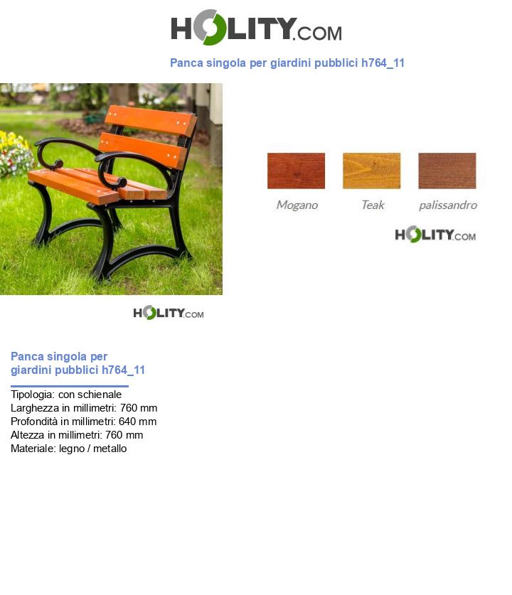 Panca singola per giardini pubblici h764_11