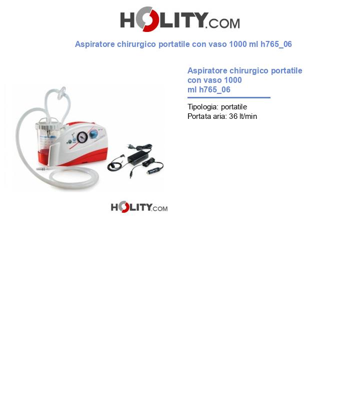Aspiratore chirurgico portatile con vaso 1000 ml h765_06