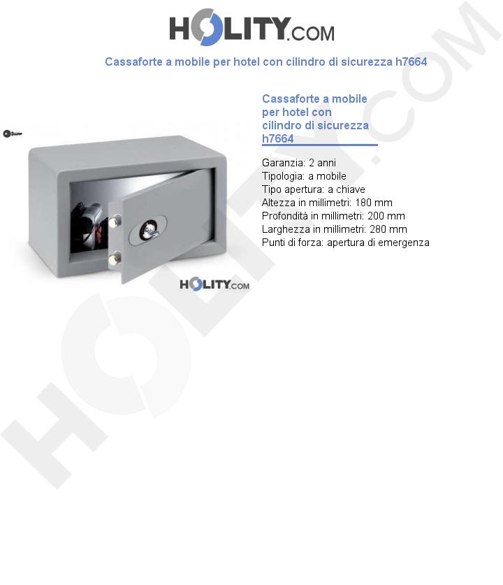 Cassaforte a mobile per hotel con cilindro di sicurezza h7664