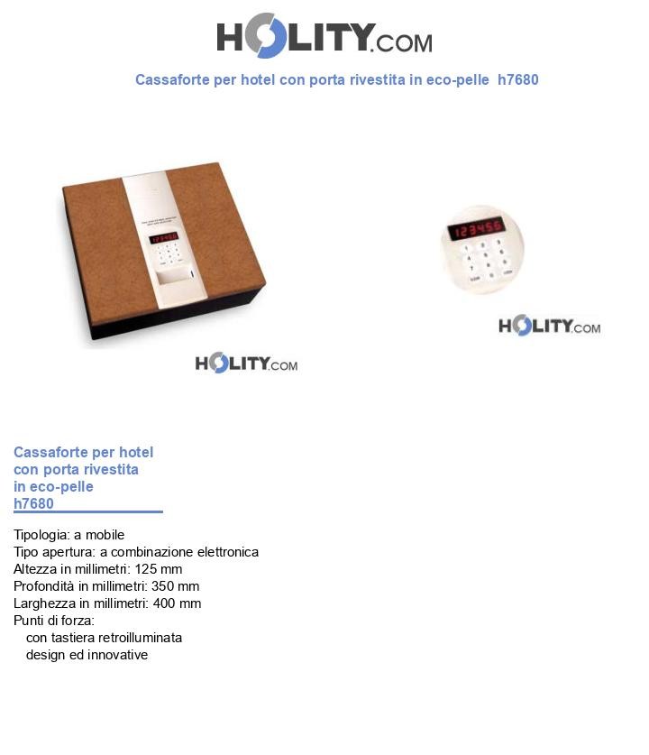 Cassaforte per hotel con porta rivestita in eco-pelle h7680