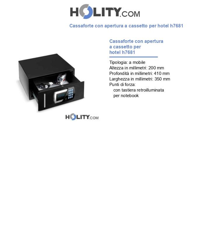 Cassaforte con apertura a cassetto per hotel h7681